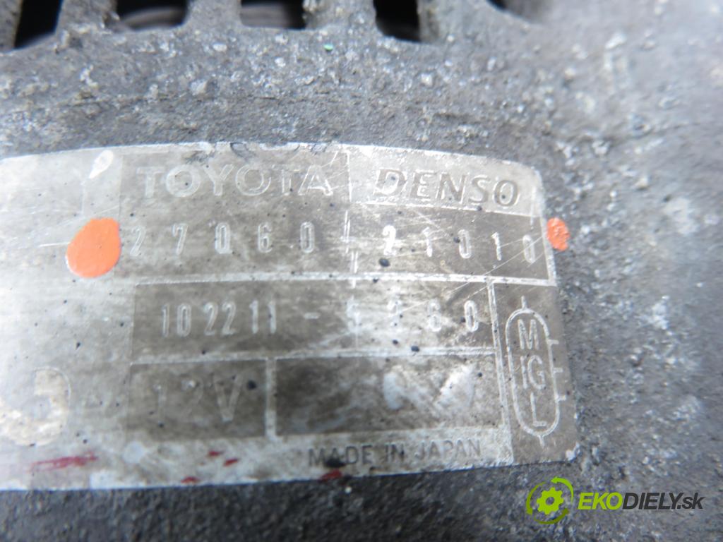 TOYOTA YARIS (_P1_) HB 2001 63,00 1.3 VVTi 86 - 2NZ-FE 1299,00 Alternátor 2706021010 (Alternátor)