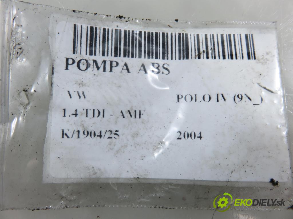 VW POLO (9N_) HB 2004 55,00 1.4 TDI PD 75 - AMF 1422,00 Pumpa ABS 0265800363 ; 6Q0907379AA (Pumpa ABS)