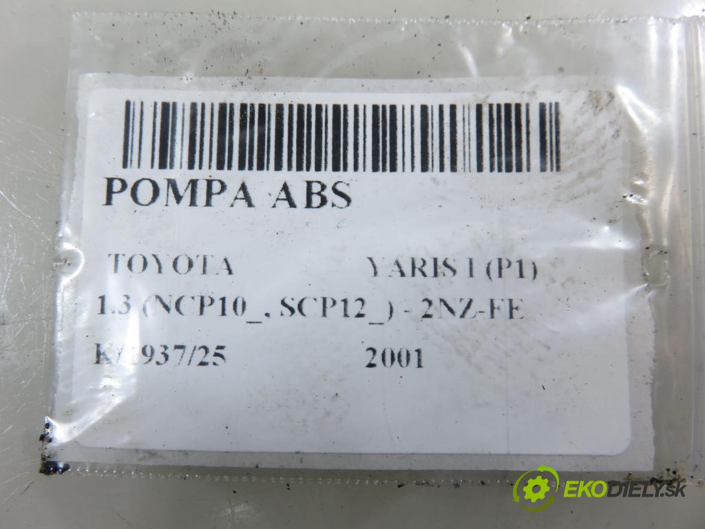TOYOTA YARIS (_P1_) HB 2001 63,00 1.3 VVTi 86 - 2NZ-FE 1299,00 Pumpa ABS 4451052220 ; 122400130 ; 8954152110 (Pumpa ABS)