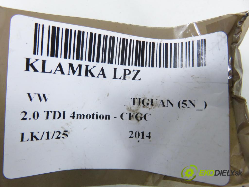 VW TIGUAN (5N_) SUV 2014 130,00 2.0 TDI 4motion - CFGC 1968,00 Kľučka LPZ 5N0837885H