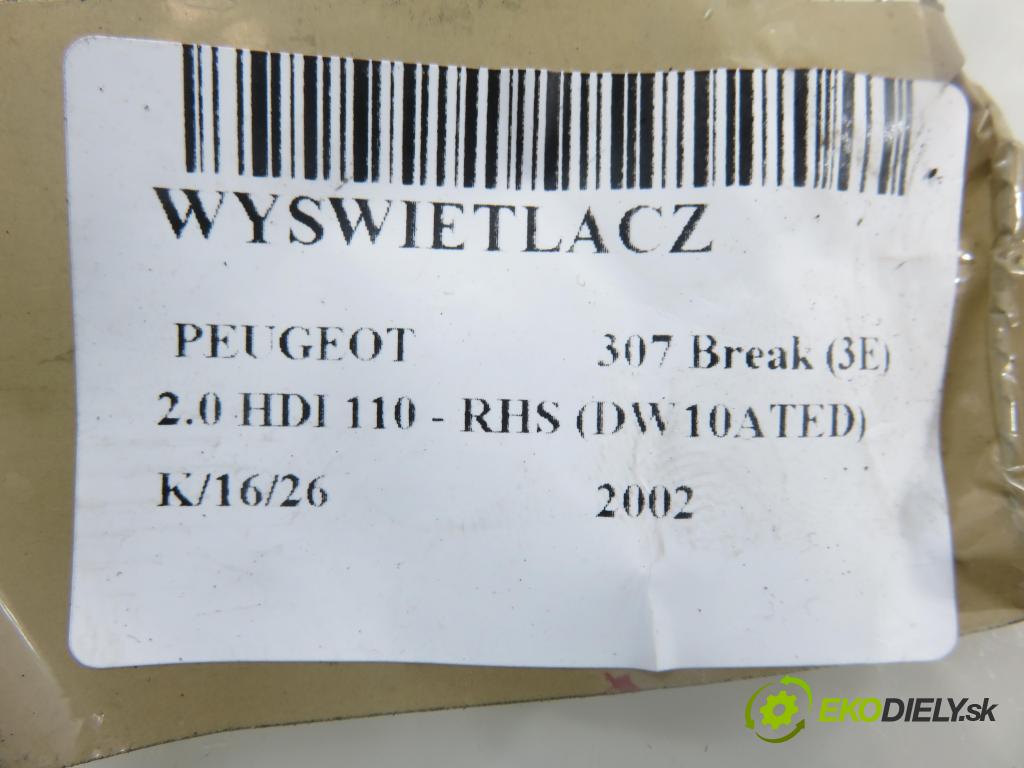 PEUGEOT 307 Break (3E) KOMBI 2002 79,00 2.0 HDI 110 - RHS (DW10ATED) 1997,00 ZOBRAZIT: 9650243077
