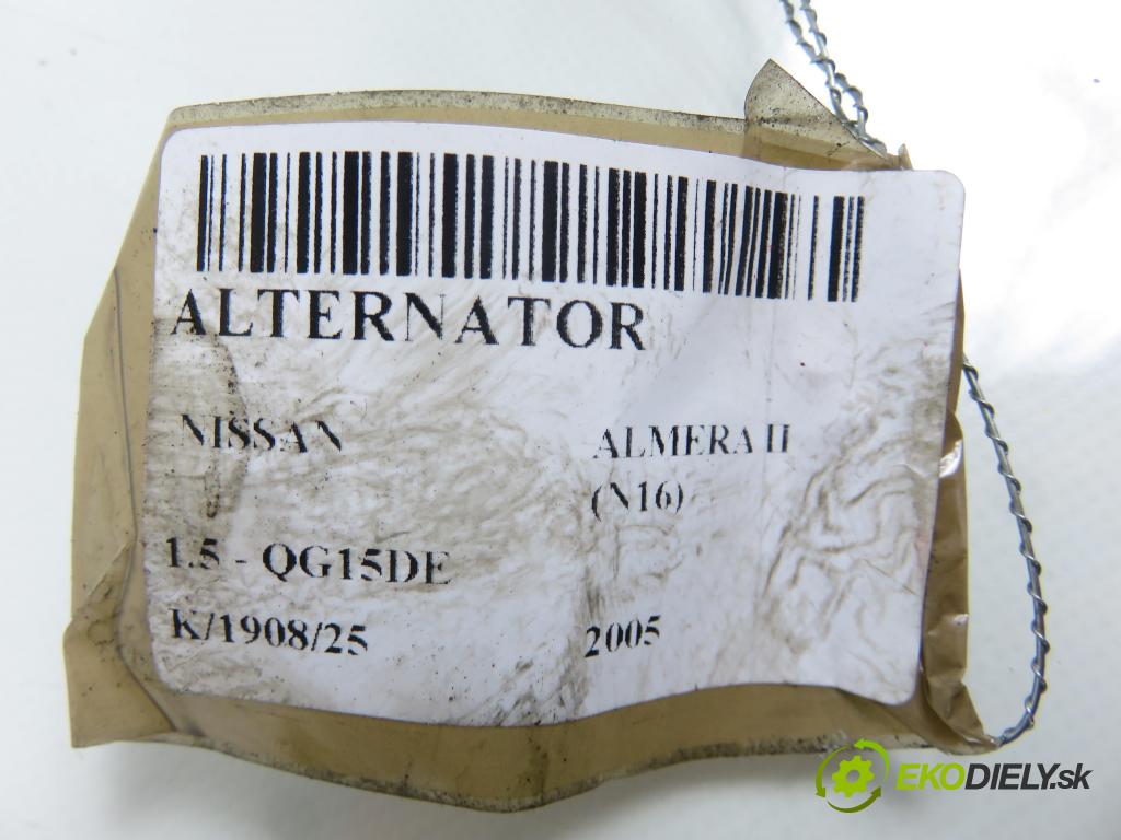 NISSAN ALMERA II Hatchback (N16) HB 2005 72,00 1.5 - QG15DE 1498,00 Alternátor LR180762B (Alternátor)