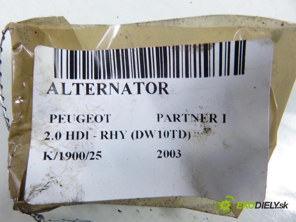 PEUGEOT PARTNER Combispace (5F) KOMBIVAN 2003 66,00 2.0 HDI - RHY (DW10TD) 1997,00 Alternátor  (Alternátor)