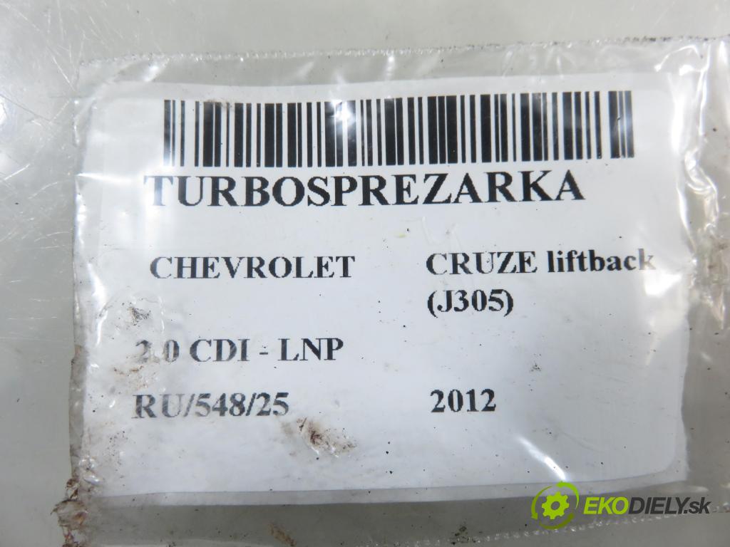 CHEVROLET CRUZE liftback (J305) HB 2012 120,00 2.0 Dsl - LNP 1998,00 Turbodúchadlo 25187703 ; 4947701510 (Turbodúchadlo (kompletné))