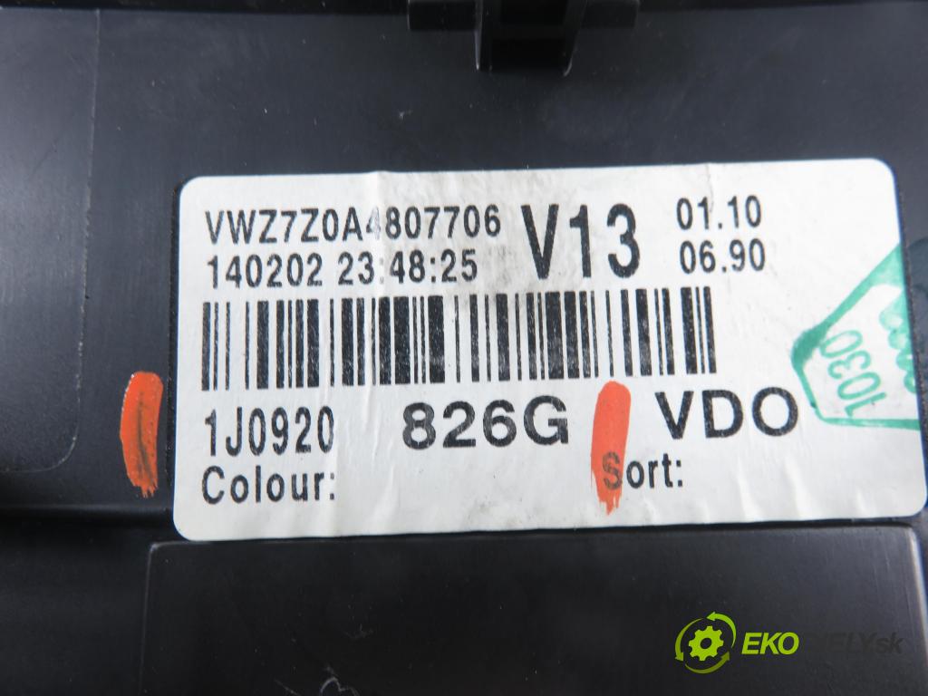 VW GOLF IV (1J1) HB 2002 81,00 1.6 FSI - BAD 1598,00 Prístrojovka elektrický 1J0920826G