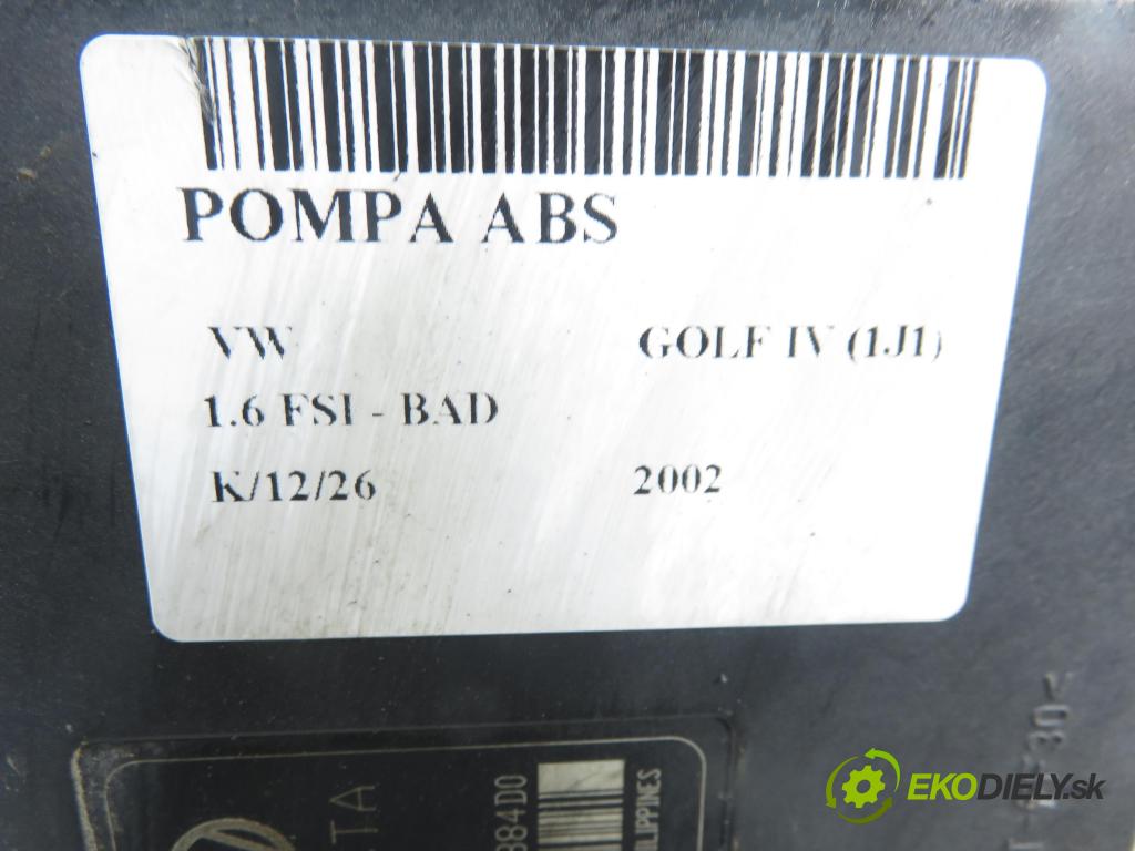 VW GOLF IV (1J1) HB 2002 81,00 1.6 FSI - BAD 1598,00 Pumpa ABS 1C0907379G ; 10096003173 (Pumpa ABS)