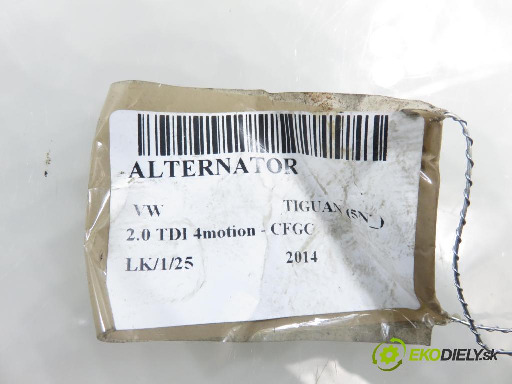 VW TIGUAN (5N_) SUV 2014 130,00 2.0 TDI 4motion - CFGC 1968,00 Alternátor 03L903024 ; MS1042118380 (Alternátor)