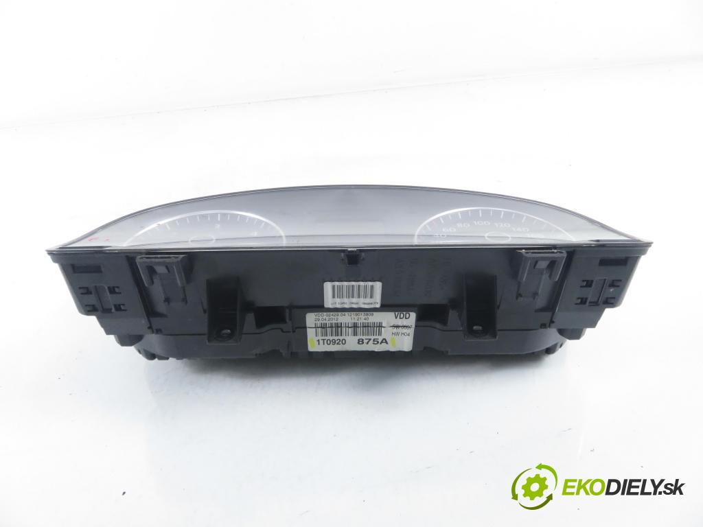 VW TOURAN (1T3) MINIVAN 2012 103,00 2.0 TDI - CFHC 1968,00 Prístrojovka elektrický 1T0920875A