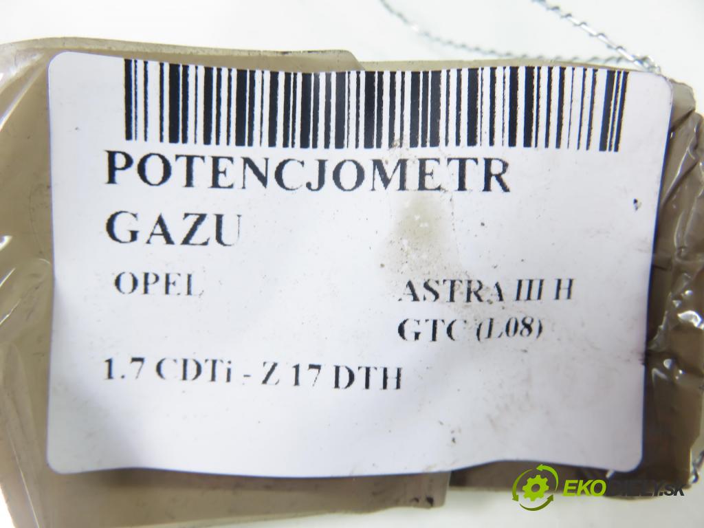 OPEL ASTRA H GTC (L08) HB 2006 74,00 1.7 CDTi - Z 17 DTH 1686,00 Potenciometer plynu 9157998BK ; 6PV00811200 (Potenciometer plynového pedálu)