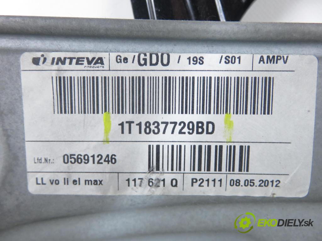 VW TOURAN (1T3) MINIVAN 2012 103,00 2.0 TDI - CFHC 1968,00 Mechanizmus okien 5K0959793A ; 1T0959701AA ; 1T1837729BD