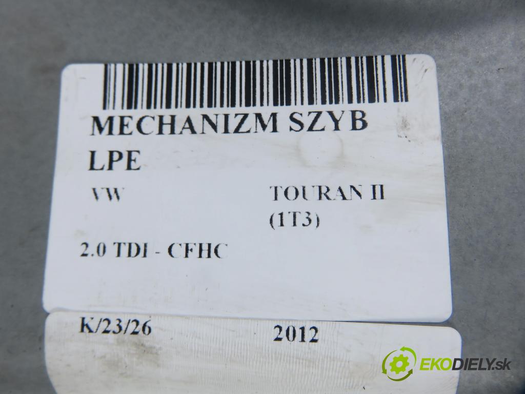 VW TOURAN (1T3) MINIVAN 2012 103,00 2.0 TDI - CFHC 1968,00 Mechanizmus okien 5K0959793A ; 1T0959701AA ; 1T1837729BD
