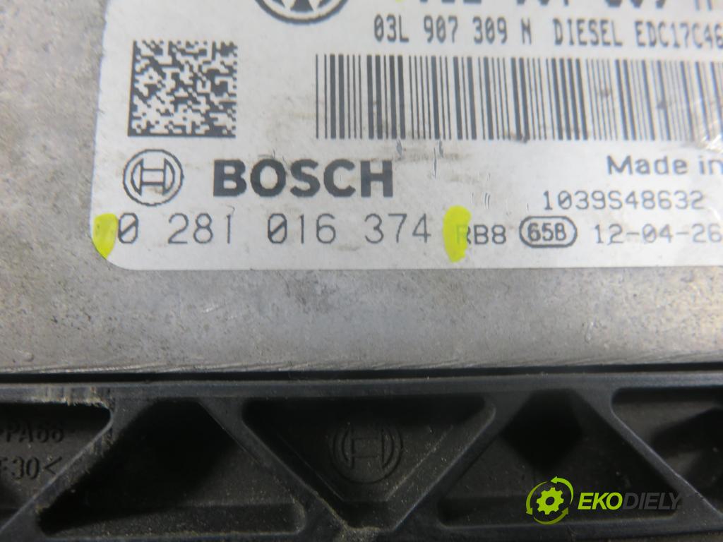 VW TOURAN (1T3) MINIVAN 2012 103,00 2.0 TDI - CFHC 1968,00 Riadiaca jednotka Motor 0281016374 ; 03L907309N