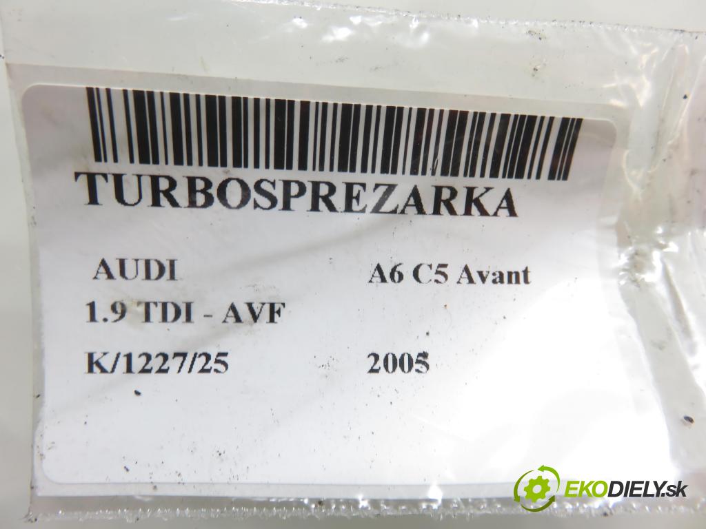 AUDI A6 Avant (4B5, C5) KOMBI 2005 96,00 1.9 TDI - AVF 1896,00 Turbodúchadlo 0381457026 (Turbodúchadlo (kompletné))