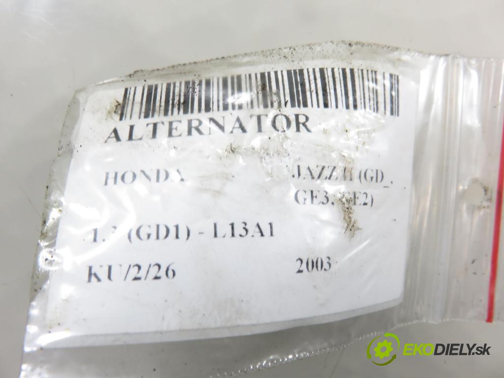 HONDA JAZZ II (GD_, GE3, GE2) HB 2003 61,00 1.3 (GD1) - L13A1 1339,00 Alternátor A5TB0091 ; AHGA56 (Alternátor)