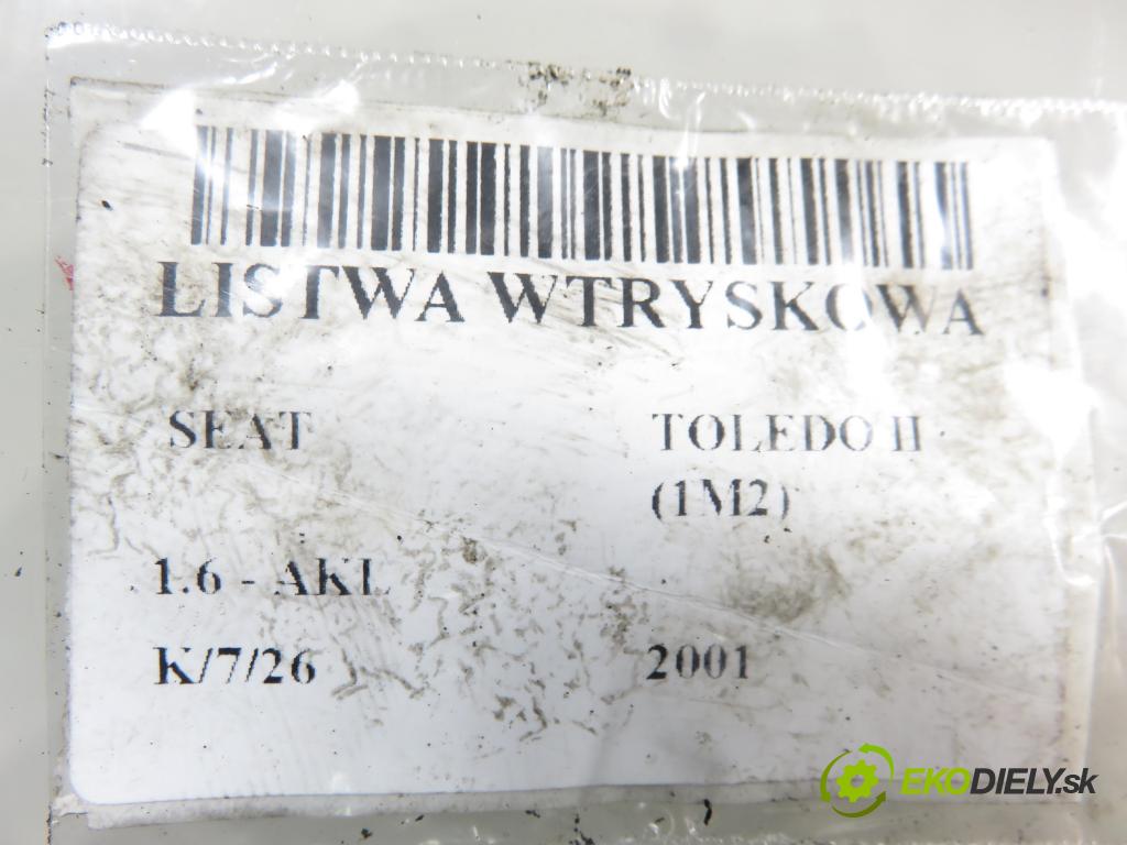 SEAT TOLEDO II (1M2) SEDAN 2001 74,00 1.6 - AKL 1595,00 Lišta vstrekovacia 037906031AA ; 06A133317A (Vstrekovacia lišta)