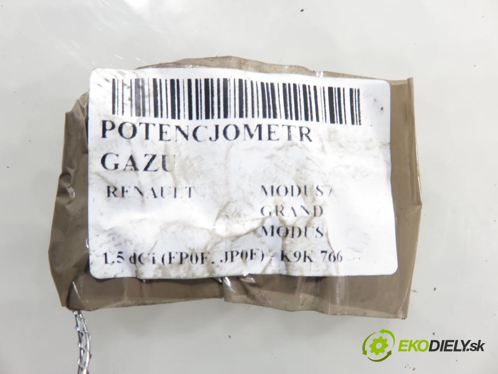 RENAULT MODUS / GRAND MODUS (F/JP0_) MINIVAN 2010 63,00 1.5 dCi (FP0F, JP0F) - K9K 766 1461,00 Potenciometer plynu 8200139322 (Potenciometer plynového pedálu)