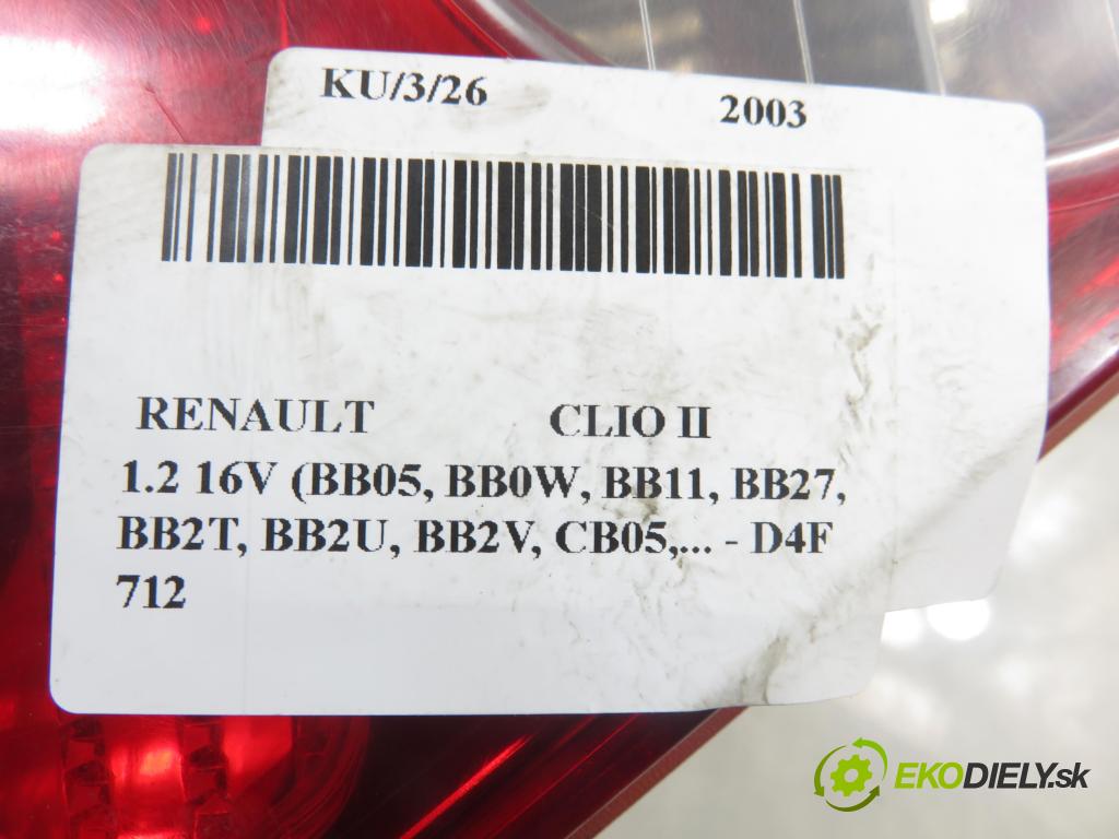 RENAULT CLIO II (BB_, CB_) HB 2003 55,00 1.2 16V 75 - D4F 712 1149,00 Svetlo ľavé zadné 8200071413