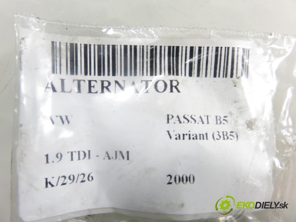 VW PASSAT B5 Variant (3B5) KOMBI 2000 85,00 1.9 TDI - AJM 1896,00 Alternátor 028903029E (Alternátor)