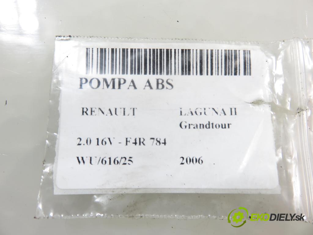 RENAULT LAGUNA II Grandtour (KG0/1_) KOMBI 2006 125,00 2.0 16V - F4R 784 1998,00 Pumpa ABS 10096014443 ; 00403309E5 (Pumpa ABS)