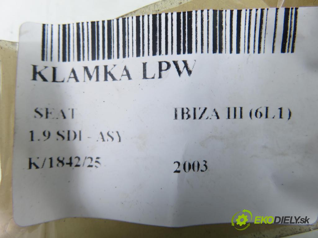 SEAT IBIZA III (6L1) HB 2003 47,00 1.9 SDI - ASY 1896,00 Kľučka LPW 6L0837113D ; 6L1962125
