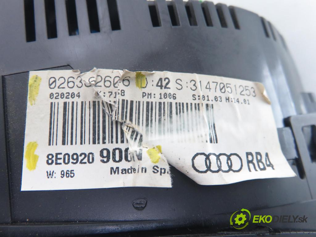 AUDI A4 Avant (8E5, B6) KOMBI 2004 140,00 1.8 T quattro - BEX 1781,00 Prístrojovka elektrický 8E0920900N ; 0263362606