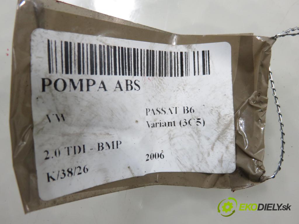 VW PASSAT B6 Variant (3C5) KOMBI 2006 103,00 2.0 TDI PD 8V 140 - BMP 1968,00 pumpa ABS 16332401 ; 3C0614095P (Pumpa ABS)