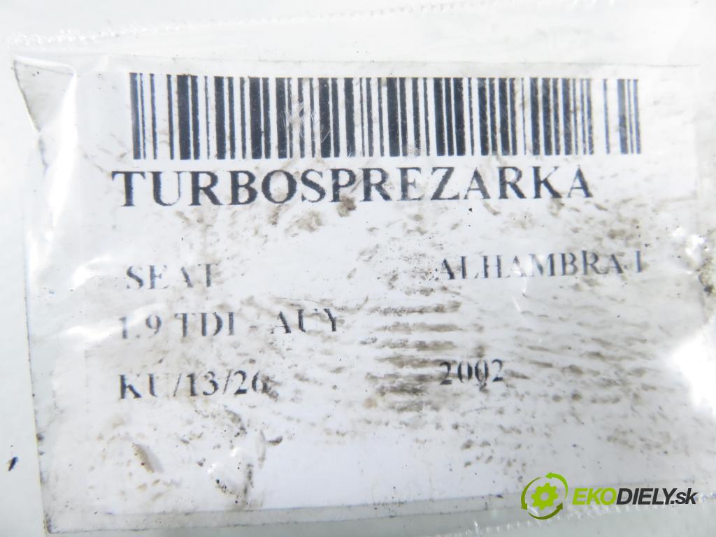 SEAT ALHAMBRA (7V8, 7V9) MINIVAN 2002 85,00 1.9 TDI PD 115 - AUY 1896,00 Turbodúchadlo 038253019N (Turbodúchadlo (kompletné))