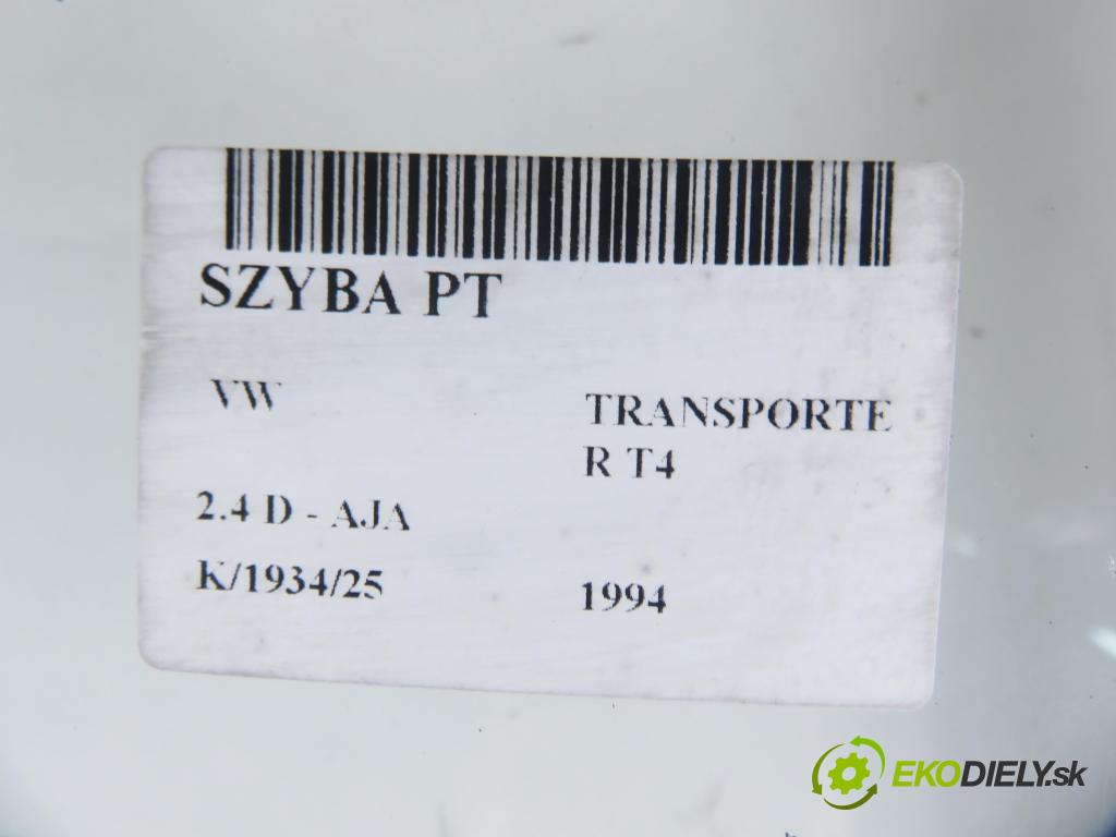 VW TRANSPORTER IV Skrzynia (70XA) KABINA/PLATFORMA 1994 55,00 2.4 D - AJA 2370,00 Okno dverí pravé zadné