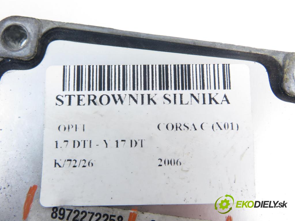 OPEL CORSA C (X01) HB 2006 55,00 1.7 DTI - Y 17 DT 1686,00 Riadiaca jednotka Motor 8972272258 ; 09389429
