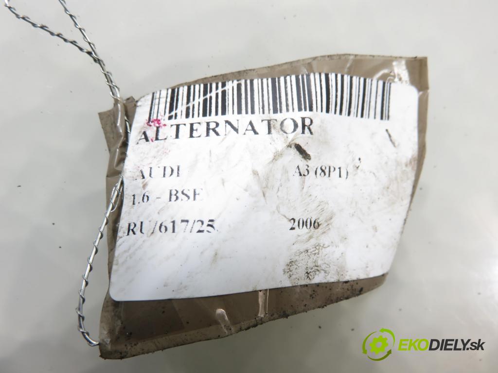 AUDI A3 (8P1) HB 2006 75,00 1.6 - BSE 1595,00 Alternátor 06F903023C (Alternátor)
