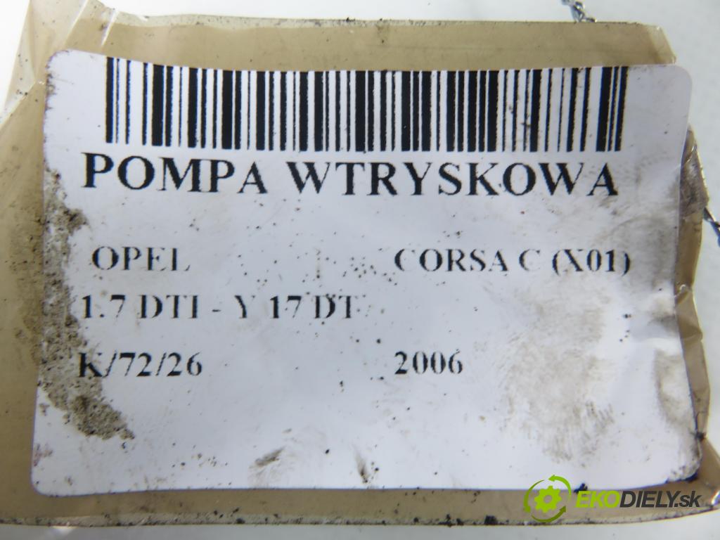 OPEL CORSA C (X01) HB 2006 55,00 1.7 DTI - Y 17 DT 1686,00 Pumpa vstrekovacia 8971852422 ; HU0965006002 (Vstrekovacie čerpadlo)