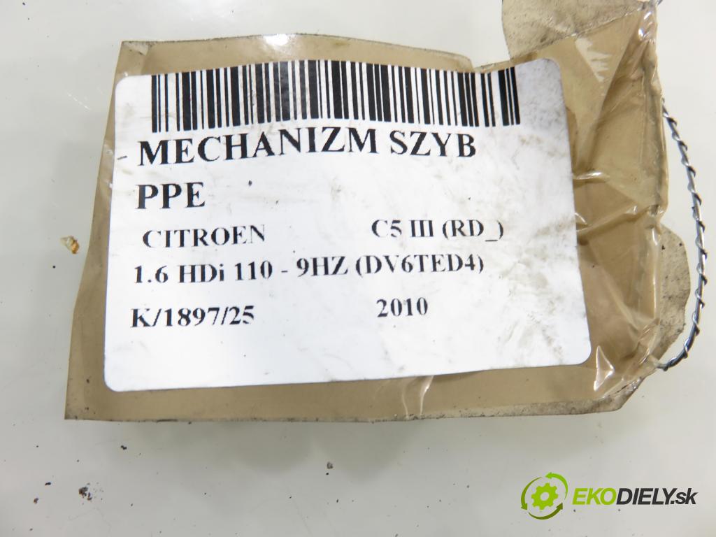 CITROEN C5 III (RD_) SEDAN 2010 80,00 1.6 HDi 110 - 9HZ (DV6TED4) 1560,00 Mechanizmus okien 0130822749 ; 128001112