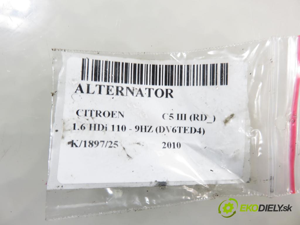 CITROEN C5 III (RD_) SEDAN 2010 80,00 1.6 HDi 110 - 9HZ (DV6TED4) 1560,00 Alternátor 9664779680 (Alternátor)