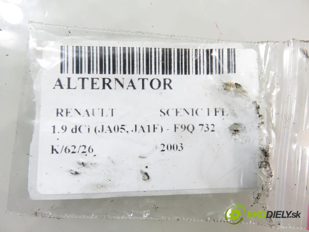 RENAULT SCENIC I (JA0/1_) MINIVAN 2003 75,00 1.9 dCi 102 - F9Q 732 1870,00 Alternátor 8200054588 (Alternátor)