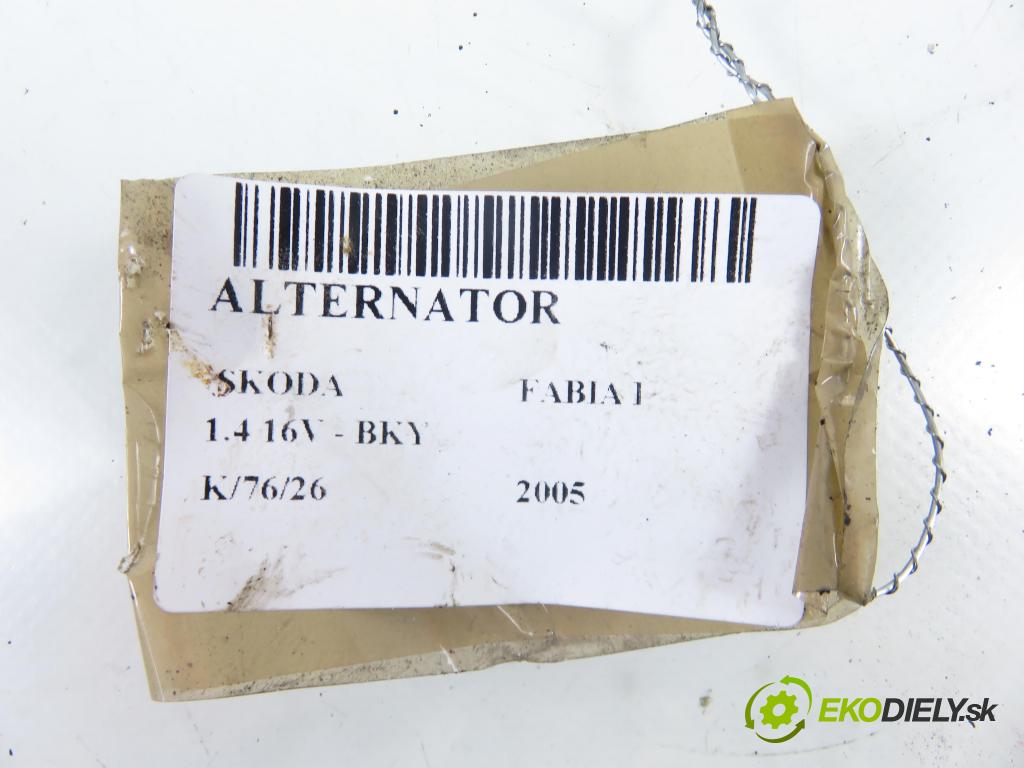 SKODA FABIA I (6Y2) HB 2005 55,00 1.4 16V - BKY 1390,00 Alternátor 037903025M ; 0124325013 (Alternátor)