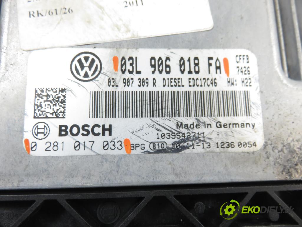 VW TIGUAN (5N_) SUV 2011 103,00 2.0 TDI 4motion - CFFB 1968,00 Riadiaca jednotka Motor 0281017033 ; 03L906018FA