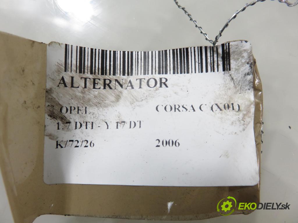 OPEL CORSA C (X01) HB 2006 55,00 1.7 DTI - Y 17 DT 1686,00 Alternátor  (Alternátor)