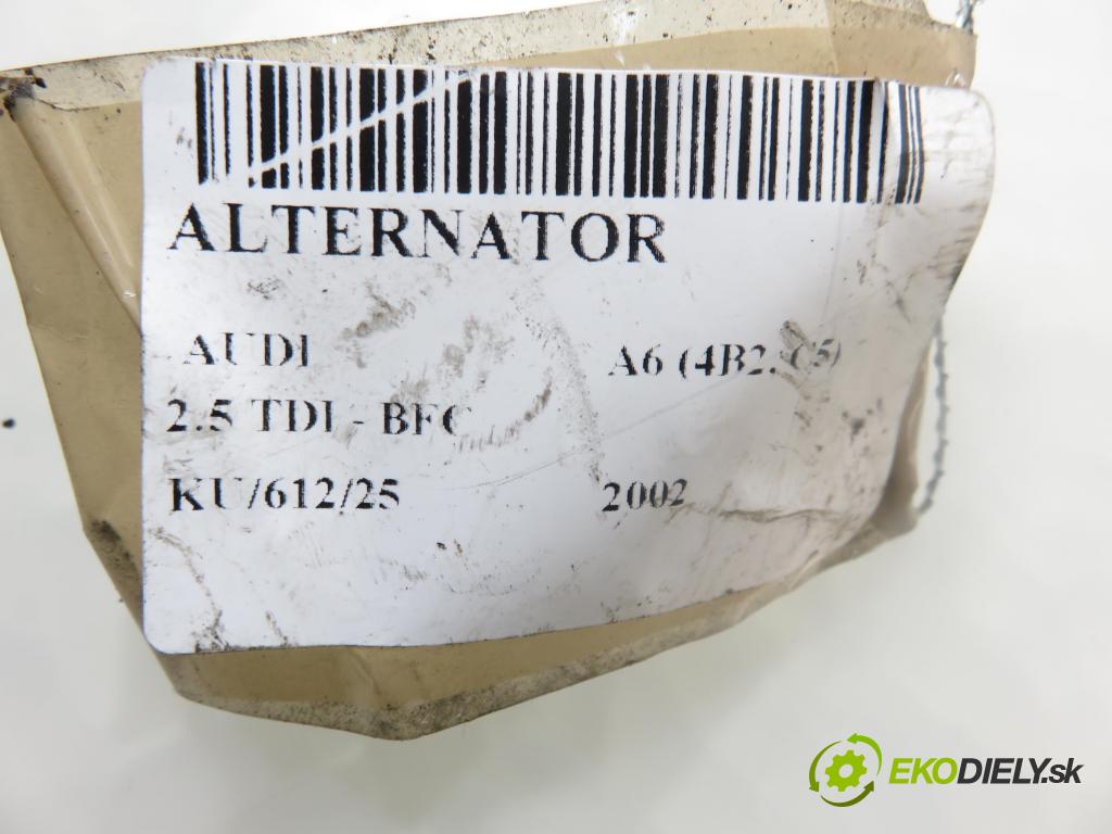AUDI A6 (4B2, C5) SEDAN 2002 120,00 2.5 TDI - BFC 2496,00 Alternátor  (Alternátor)