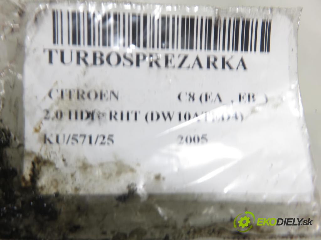 CITROEN C8 (EA_, EB_) MINIVAN 2005 0,00 2.0 HDi - RHT (DW10ATED4) 1997,00 RYCHLONABÍJEČKA: 9644394180 ; 9635407980 (Kompletní turbodmychadlo)