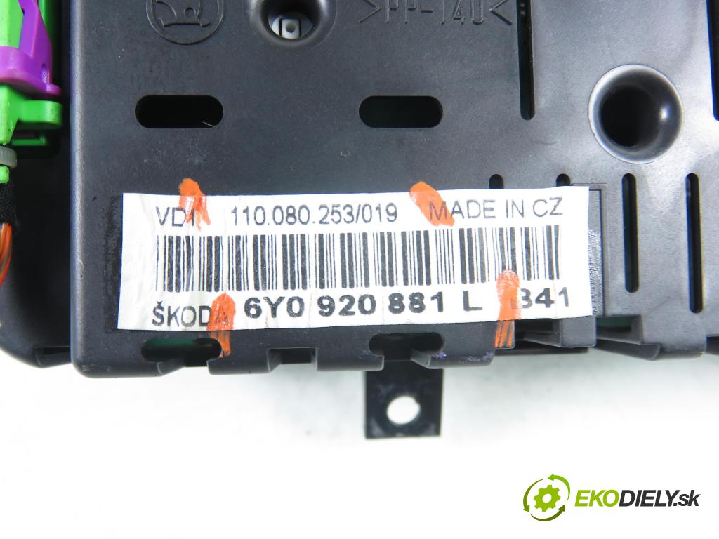 SKODA FABIA I (6Y2) HB 2005 55,00 1.4 16V - BKY 1390,00 Prístrojovka elektrický 6Y0920881L