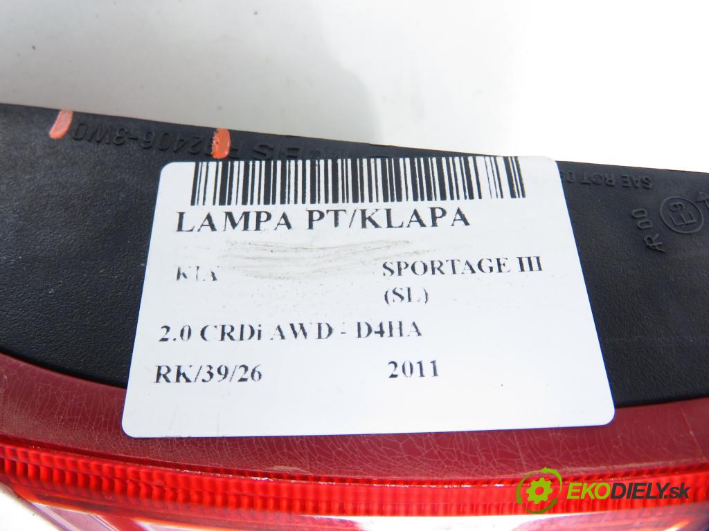 KIA SPORTAGE (SL) SUV 2011 100,00 2.0 CRDi AWD 136 - D4HA 1995,00 Svetlo pravé zadné kufor 924063W0