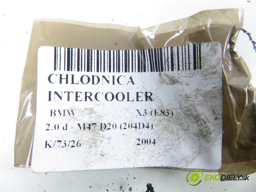 BMW X3 (E83) SUV 2004 110,00 2.0 d 150 - M47 D20 (204D4) 1995,00 chladič intercooler 1787779 ; 7789793