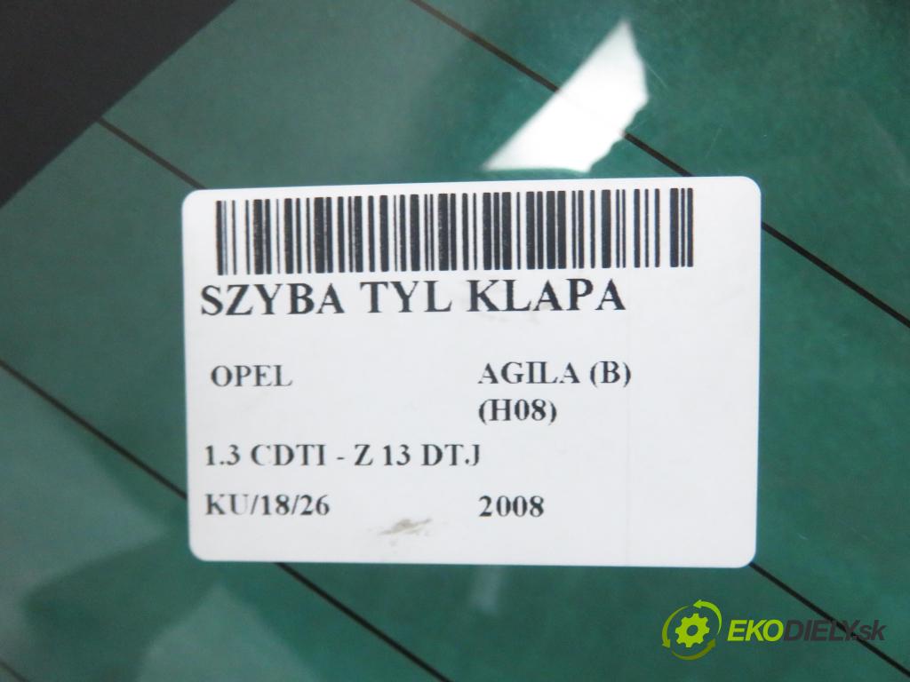 OPEL AGILA (B) (H08) HB 2008 55,00 1.3 CDTI - Z 13 DTJ 1248,00 Okno zadné kapota