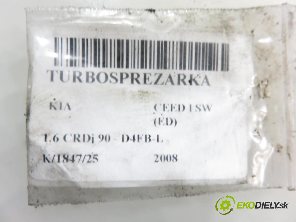 KIA CEE'D SW (ED) KOMBI 2008 66,00 1.6 CRDi 90 - D4FB-L 1582,00 RYCHLONABÍJEČKA: 282012A400 ; 7406110002 (Kompletní turbodmychadlo)
