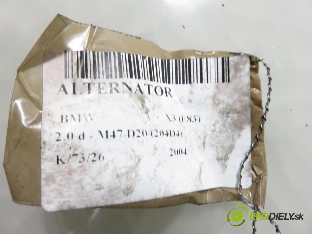 BMW X3 (E83) SUV 2004 110,00 2.0 d 150 - M47 D20 (204D4) 1995,00 Alternátor C543236A ; 7797661 (Alternátor)