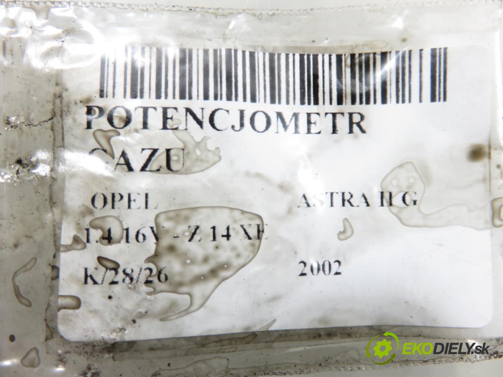 OPEL ASTRA G liftback (T98) HB 2002 66,00 1.4 16V - Z 14 XE 1389,00 Potenciometer plynu 9157998BK ; 6PV00811200 (Potenciometer plynového pedálu)