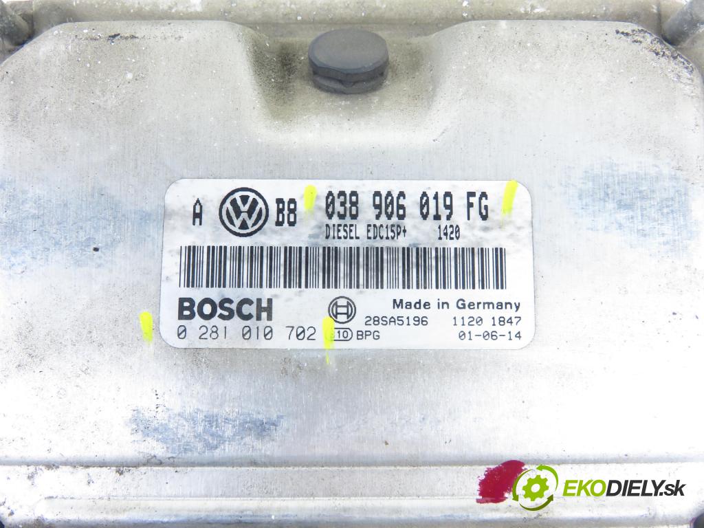 VW GOLF IV (1J1) HB 2000 96,00 1.9 TDI - ASZ 1896,00 Riadiaca jednotka Motor 038906019FG ; 0281010702