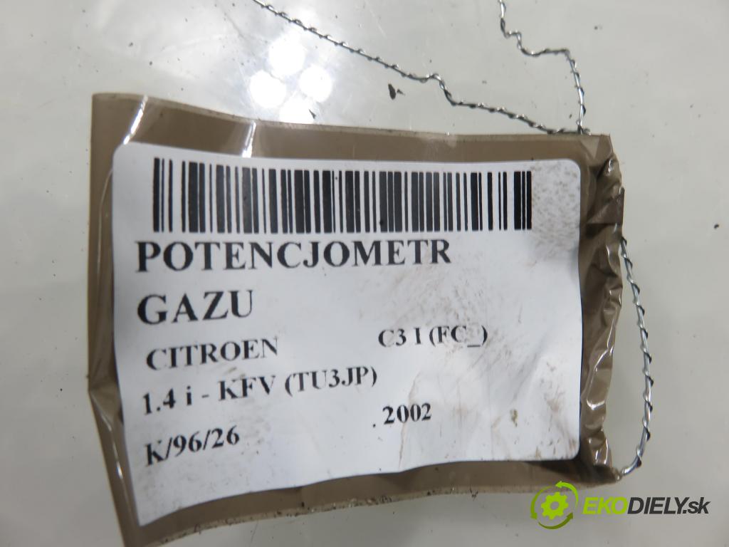 CITROEN C3 I (FC_) HB 2002 54,00 1.4 i - KFV (TU3JP) 1360,00 Potenciometer plynu 0280752251 ; 9646702180 (Potenciometer plynového pedálu)