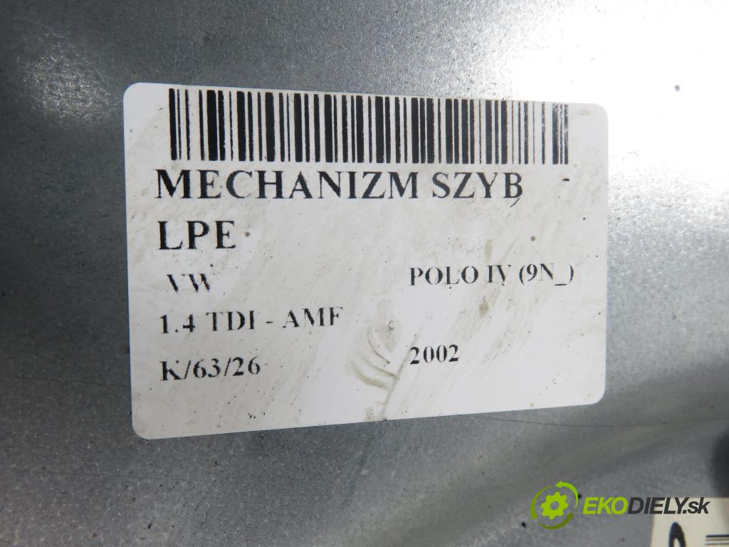 VW POLO (9N_) HB 2002 55,00 1.4 TDI PD 75 - AMF 1422,00 Mechanizmus okien 6Q4837401H ; 6Q2959802A