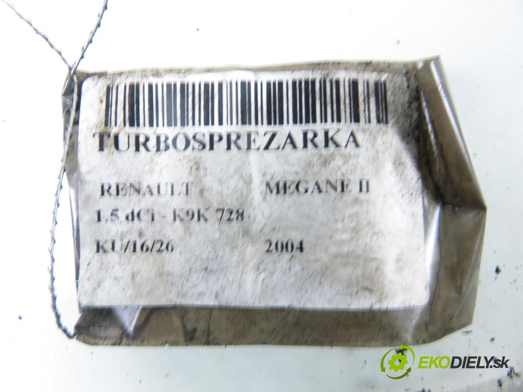 RENAULT MEGANE II (BM0/1_, CM0/1_) HB 2004 0,00 1.5 dCi - K9K 728 1461,00 Turbodúchadlo 54399700002 (Turbodúchadlo (kompletné))